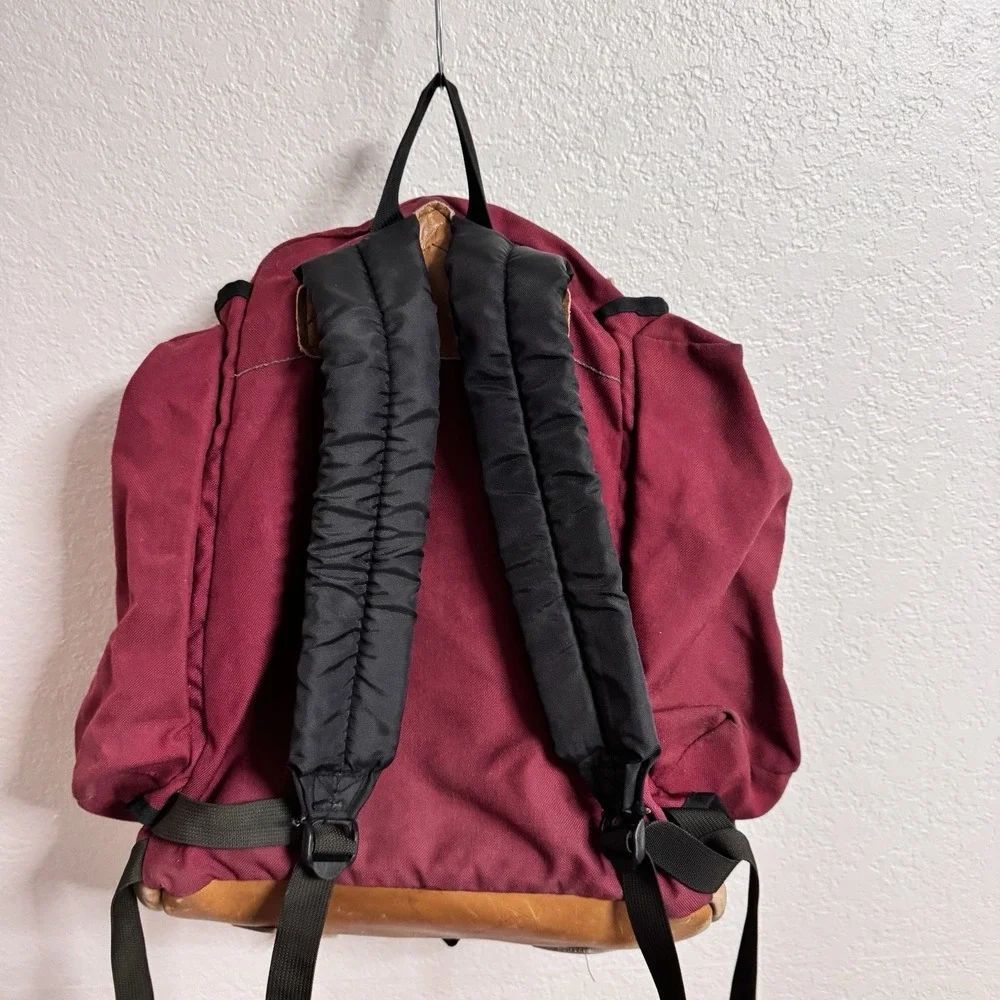 Vtg JANSPORT x REI Backpack Burgundy 50 Yr Anniversary Leather Bottom Hiking 80s